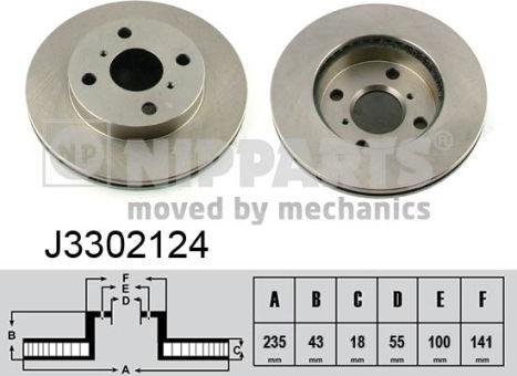 Nipparts J3302124 - Спирачен диск vvparts.bg