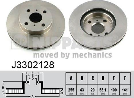 Nipparts J3302128 - Спирачен диск vvparts.bg