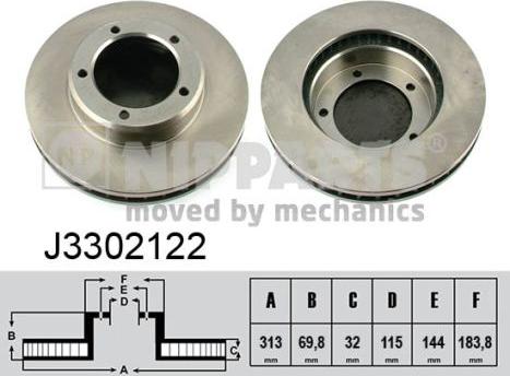 Nipparts J3302122 - Спирачен диск vvparts.bg