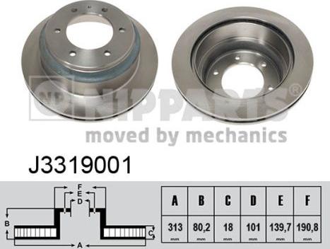 Nipparts J3319001 - Спирачен диск vvparts.bg