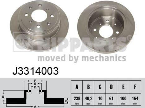 Nipparts J3314003 - Спирачен диск vvparts.bg