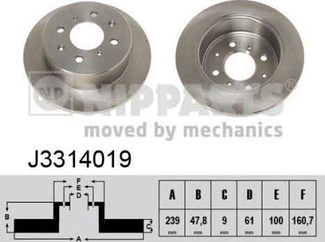 Nipparts J3314019 - Спирачен диск vvparts.bg