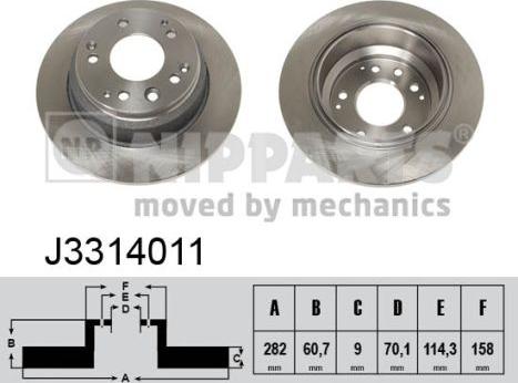 Nipparts J3314011 - Спирачен диск vvparts.bg