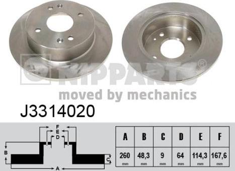 Nipparts J3314020 - Спирачен диск vvparts.bg