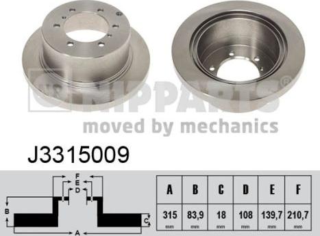 Nipparts J3315009 - Спирачен диск vvparts.bg