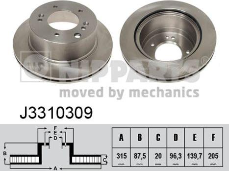 Nipparts J3310309 - Спирачен диск vvparts.bg