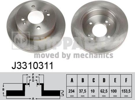 Nipparts J3310311 - Спирачен диск vvparts.bg