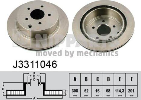 Nipparts J3311046 - Спирачен диск vvparts.bg