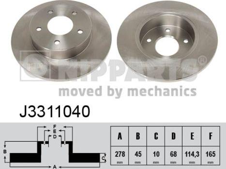 Nipparts J3311040 - Спирачен диск vvparts.bg