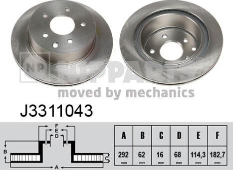 Nipparts J3311043 - Спирачен диск vvparts.bg