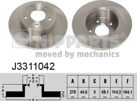 Nipparts J3311042 - Спирачен диск vvparts.bg