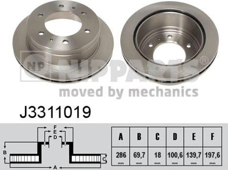 Nipparts J3311019 - Спирачен диск vvparts.bg