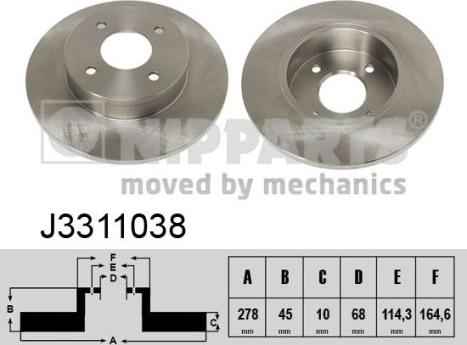 Nipparts J3311038 - Спирачен диск vvparts.bg