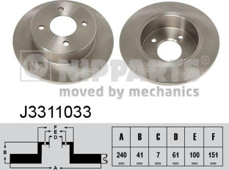 Nipparts J3311033 - Спирачен диск vvparts.bg