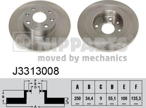 Nipparts J3313008 - Спирачен диск vvparts.bg