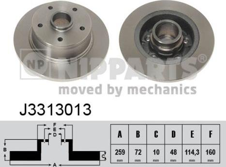 Nipparts J3313013 - Спирачен диск vvparts.bg