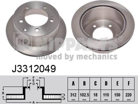 Nipparts J3312049 - Спирачен диск vvparts.bg