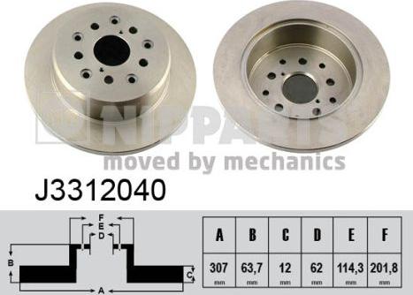 Nipparts J3312040 - Спирачен диск vvparts.bg