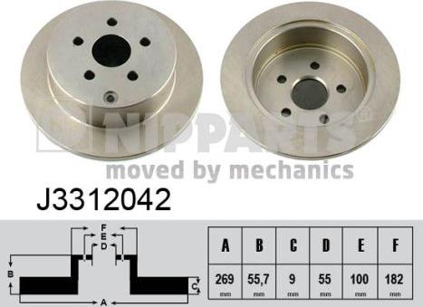 Nipparts J3312042 - Спирачен диск vvparts.bg