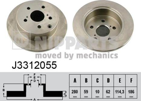 Nipparts J3312055 - Спирачен диск vvparts.bg