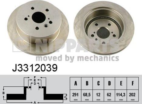 Nipparts J3312039 - Спирачен диск vvparts.bg