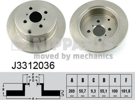 Nipparts J3312036 - Спирачен диск vvparts.bg