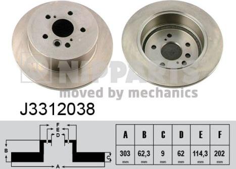 Nipparts J3312038 - Спирачен диск vvparts.bg