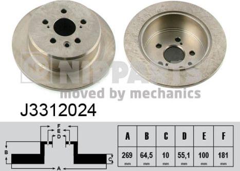 Nipparts J3312024 - Спирачен диск vvparts.bg