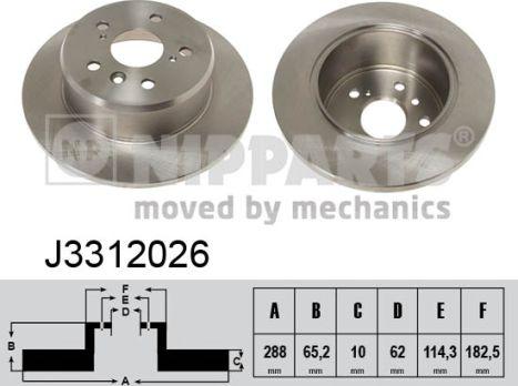 Nipparts J3312026 - Спирачен диск vvparts.bg