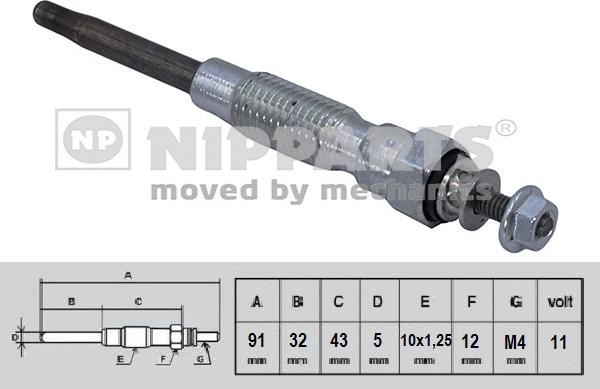 Nipparts N5712029 - Подгревна свещ vvparts.bg