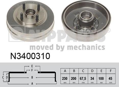 Nipparts N3400310 - Спирачен барабан vvparts.bg