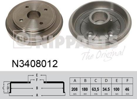 Nipparts N3408012 - Спирачен барабан vvparts.bg