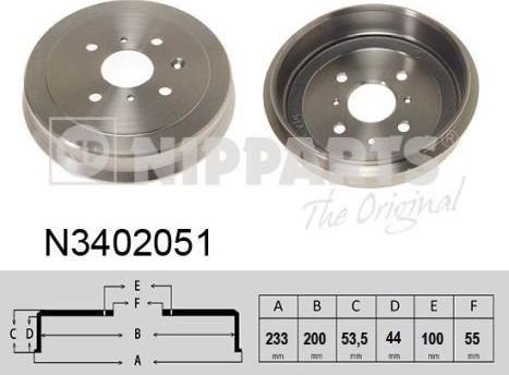 Nipparts N3402051 - Спирачен барабан vvparts.bg