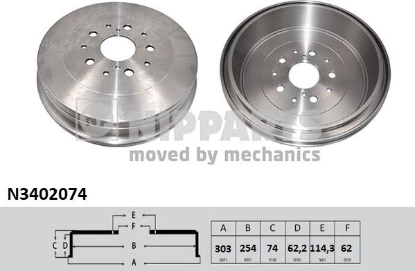 Nipparts N3402074 - Спирачен барабан vvparts.bg