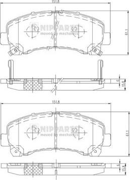 Nipparts N3609011 - Комплект спирачно феродо, дискови спирачки vvparts.bg