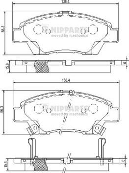 Nipparts N3604068 - Комплект спирачно феродо, дискови спирачки vvparts.bg