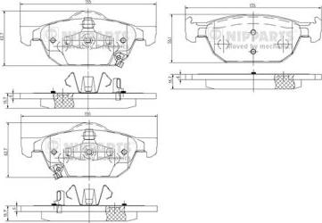 Nipparts N3604067 - Комплект спирачно феродо, дискови спирачки vvparts.bg