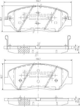 Nipparts N3605051 - Комплект спирачно феродо, дискови спирачки vvparts.bg