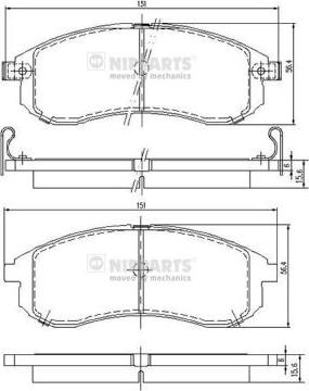 Nipparts N3605052 - Комплект спирачно феродо, дискови спирачки vvparts.bg