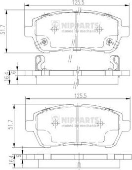 Nipparts N3606022 - Комплект спирачно феродо, дискови спирачки vvparts.bg