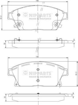 Nipparts N3600915 - Комплект спирачно феродо, дискови спирачки vvparts.bg