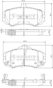 Nipparts N3600544 - Комплект спирачно феродо, дискови спирачки vvparts.bg