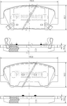 Nipparts N3600547 - Комплект спирачно феродо, дискови спирачки vvparts.bg