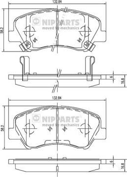 Nipparts N3600550 - Комплект спирачно феродо, дискови спирачки vvparts.bg