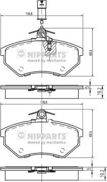 Nipparts N3600800 - Комплект спирачно феродо, дискови спирачки vvparts.bg