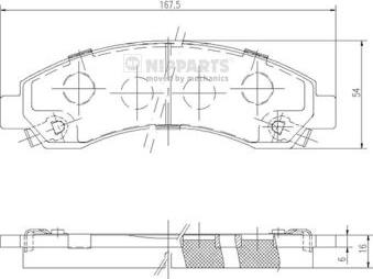 Nipparts N3600801 - Комплект спирачно феродо, дискови спирачки vvparts.bg