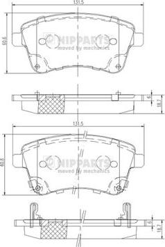 Nipparts N3600331 - Комплект спирачно феродо, дискови спирачки vvparts.bg