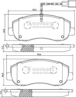 Nipparts N3601105 - Комплект спирачно феродо, дискови спирачки vvparts.bg