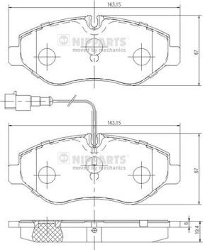 Nipparts N3601100 - Комплект спирачно феродо, дискови спирачки vvparts.bg