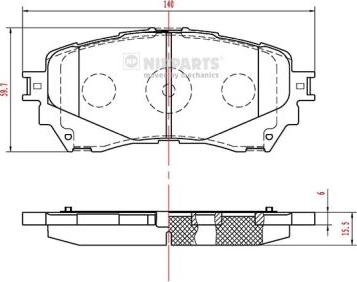 Nipparts N3603074 - Комплект спирачно феродо, дискови спирачки vvparts.bg